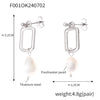 1 Pair Elegant French Style Quadrilateral Oval Plating 304 Stainless Steel Freshwater Pearl 18K Gold Plated Drop Earrings