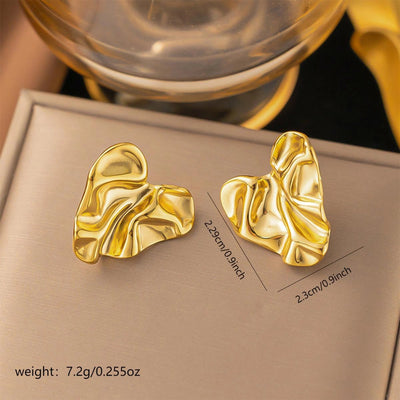 1 Pair Elegant Heart Shape Plating 304 Stainless Steel 18K Gold Plated Ear Studs