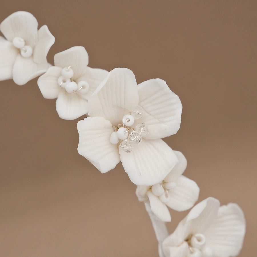 elegant retro lady flower ceramics hair band