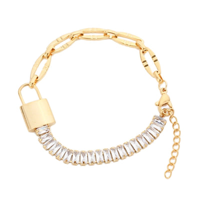 Elegant Streetwear Rectangle Titanium Steel Zircon Bracelets In Bulk