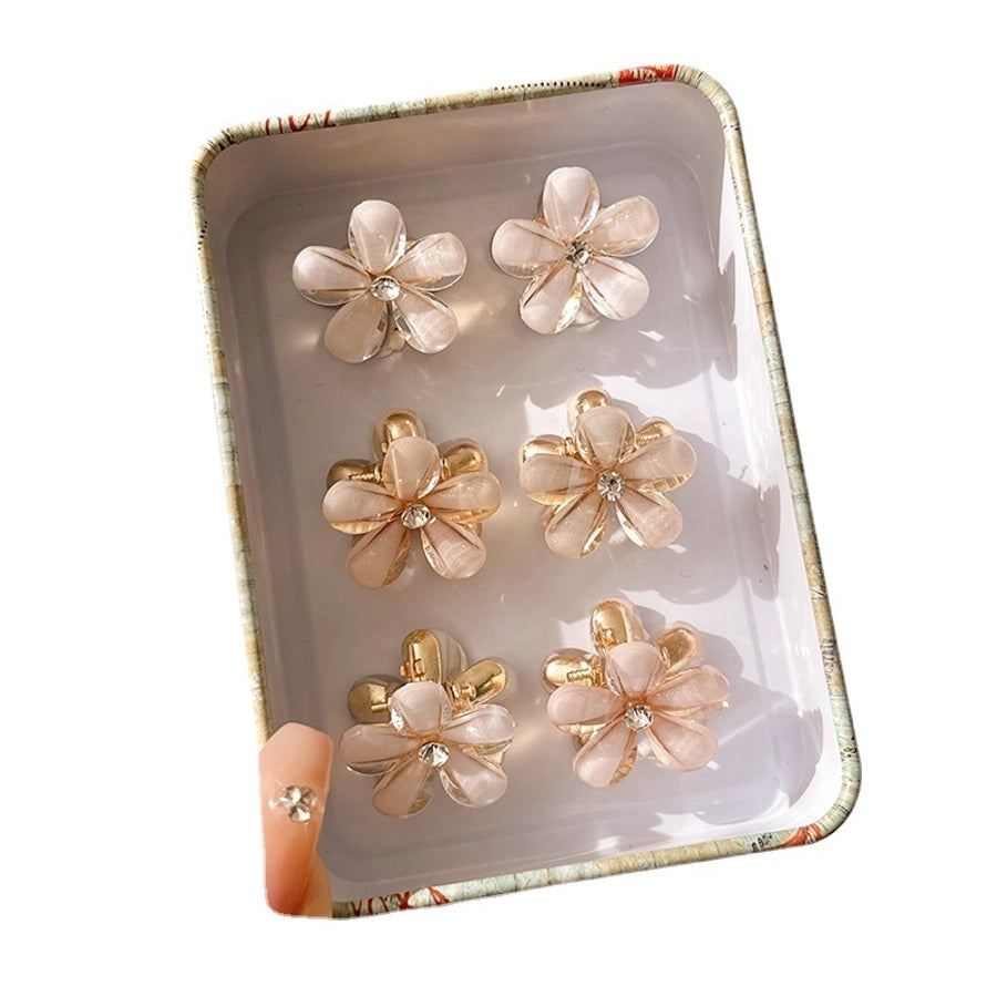 sweet flower imitation pearl alloy resin handmade hair clip