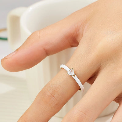 Jewelry IG Style Elegant Simple Style Heart Shape 304 Stainless Steel Zircon Rings