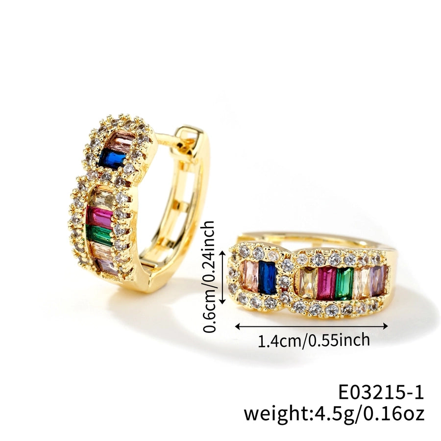 1 Pair Elegant Streetwear Shiny Geometric Inlay Copper Zircon K Gold Plated Rhodium Plated Earrings