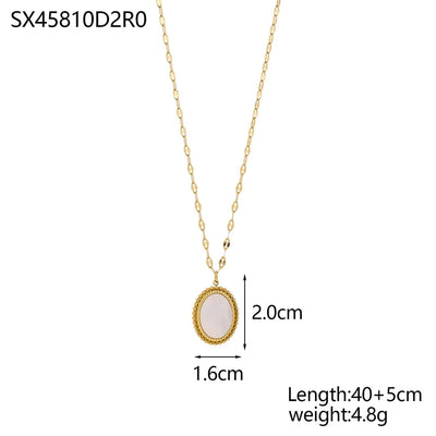 Jewelry Casual Elegant Cross Heart Shape 304 Stainless Steel Shell 18K Gold Plated Pendant Necklace