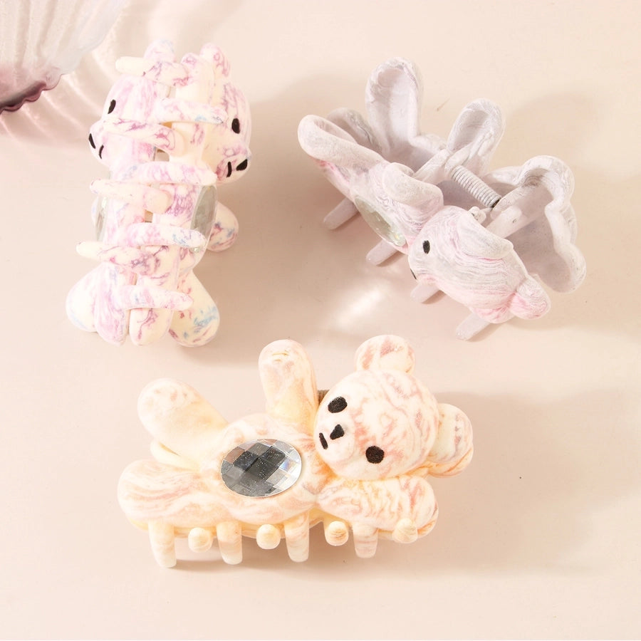 Women's Simple Style Classic Style Bear Plastic Resin Inlay Zircon Hair Clip