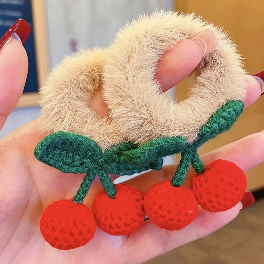 Wool Cherry hairpin knitted plush hair band handmade hair accessories simple bangs clip cute princess headband accessories