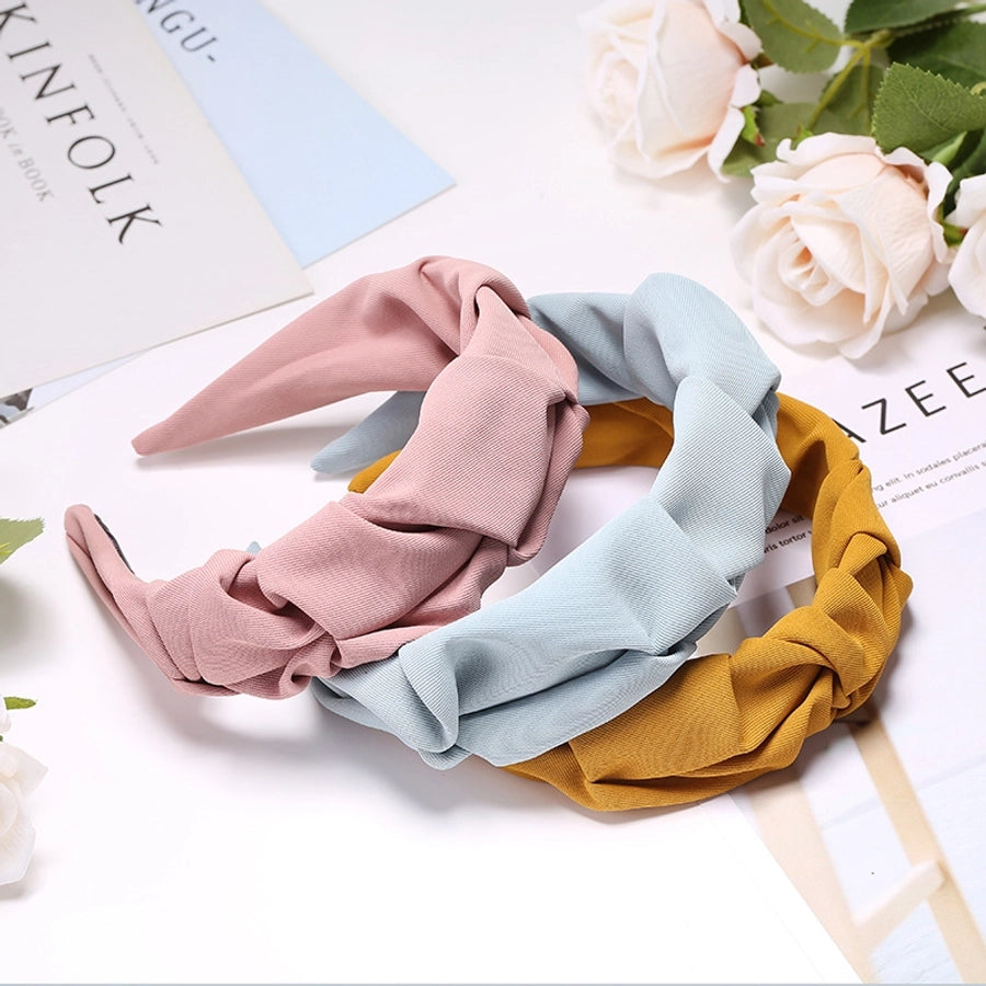 sweet solid color cloth pleated hair band