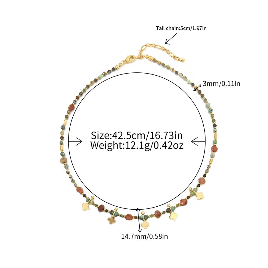 Casual Cute Commute Irregular natural stone Copper Beaded Chain Necklace In Bulk