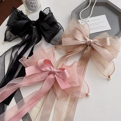 sweet solid color cloth bowknot hair clip