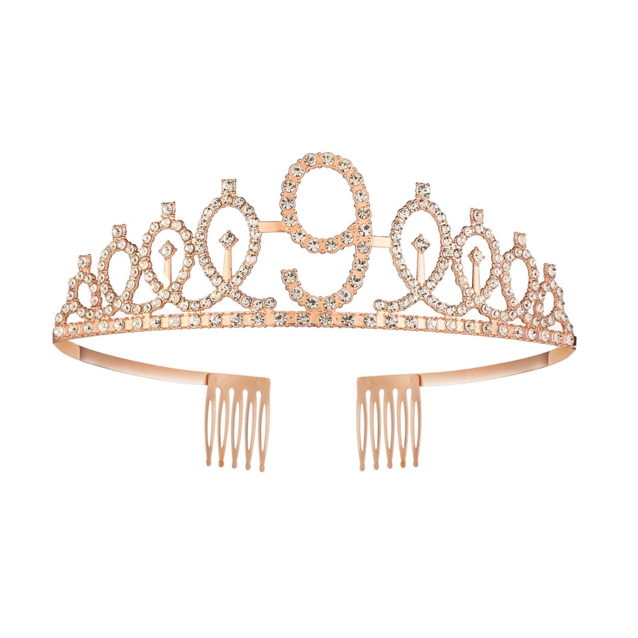 Girl'S Cartoon Style Letter Crown Metal Stoving Varnish Crystal Crown