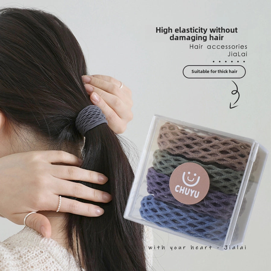 Korean style wide hair rope female Four Seasons adult ponytail leather cover headband simple temperament hair band high elastic durable rubber band