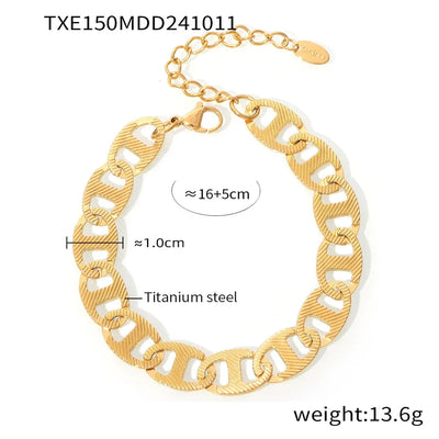 Jewelry Elegant Luxurious Vacation Geometric Titanium Steel 18K Gold Plated Plating Jewelry Set