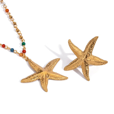 Jewelry Simple Style Classic Style Starfish 304 Stainless Steel 18K Gold Plated Rings Necklace