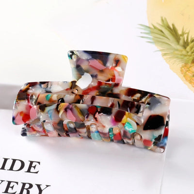 simple style color block acetic acid sheets carving hair claws 1 piece