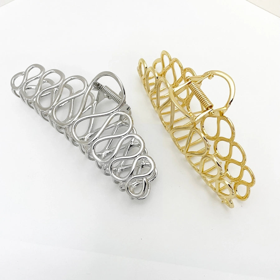 Women's Elegant Simple Style Solid Color Alloy Hollow Out Hair Claws