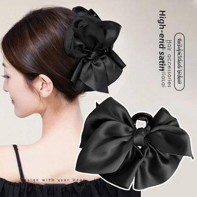 Escape Princess Headwear ~ Satin Big Bow Grab Clip Shark Clip Back Head Hair Korean Grab Clip Ins Clip