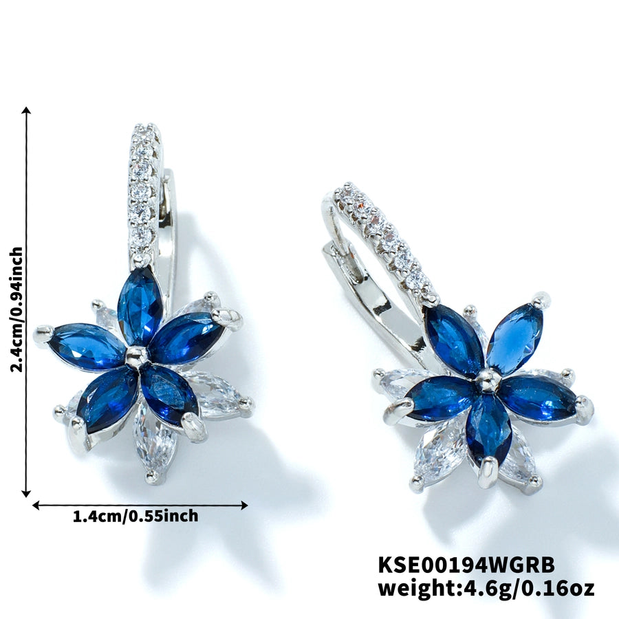 1 Pair Artistic Shiny Geometric Inlay Copper Zircon K Gold Plated Drop Earrings