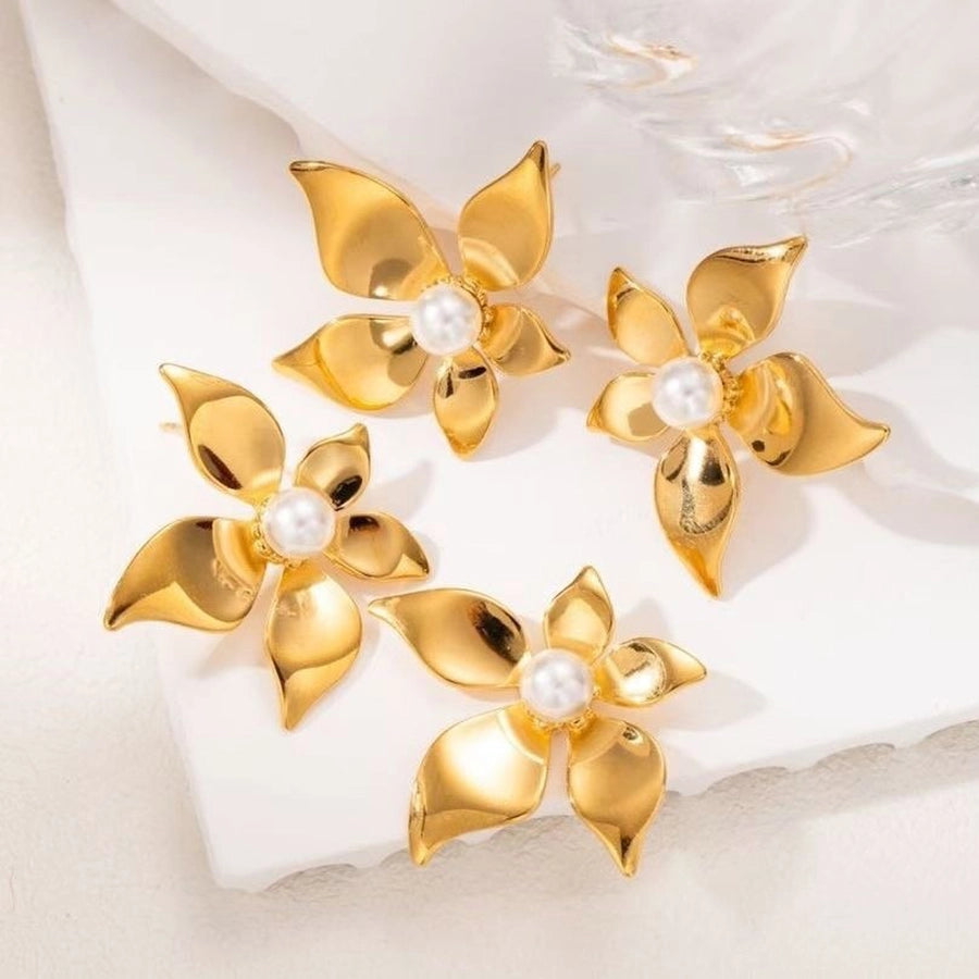 1 Pair Elegant Simple Style Flower 304 Stainless Steel Ear Studs