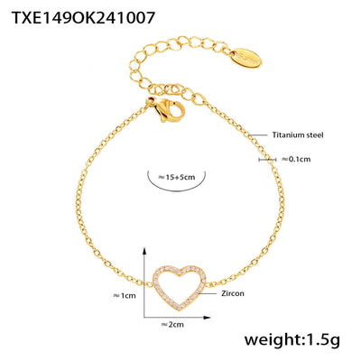 Jewelry Elegant Luxurious Vacation Heart Shape Titanium Steel 18K Gold Plated Plating Jewelry Set
