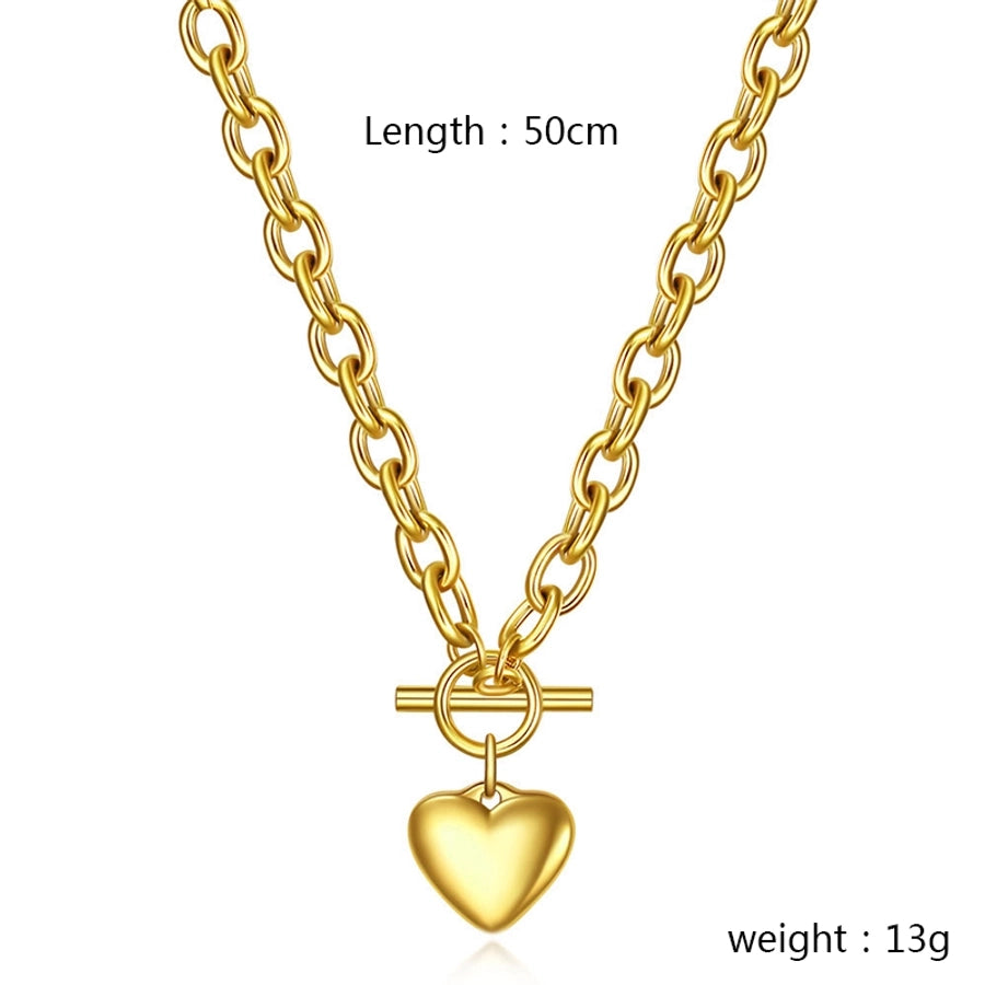 Jewelry Simple Style Classic Style Heart Shape 304 Stainless Steel Gold Plated Bracelets Necklace