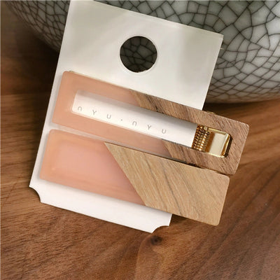simple style color block wood acetic acid sheets handmade patchwork hair clip 1 pair