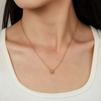 Jewelry Vintage Style French Style Geometric Water Droplets Titanium Steel Natural Stone 14K Gold Plated Plating Pendant Necklace