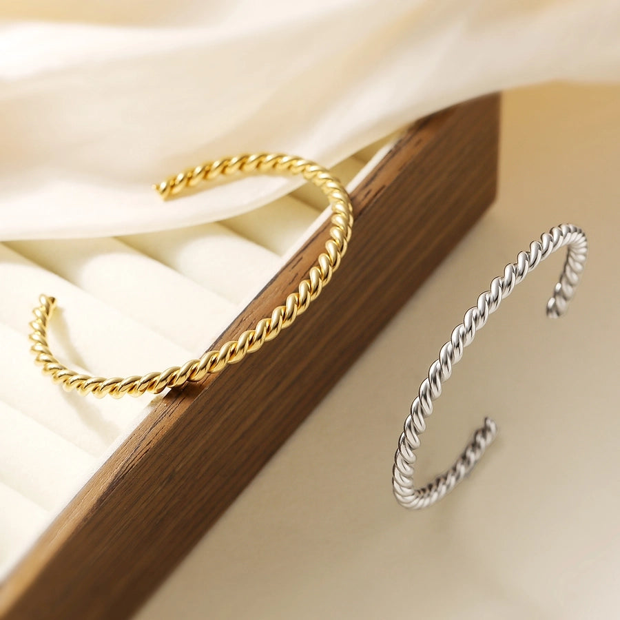 Retro Simple Style Commute Geometric 304 Stainless Steel Cuff Bracelets In Bulk