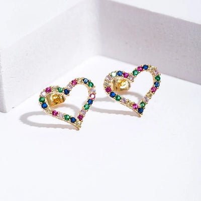 1 Pair Elegant Simple Style Heart Shape Copper Zircon Ear Studs