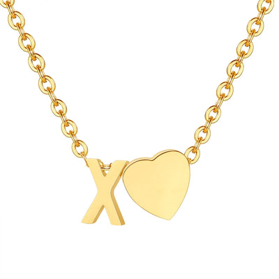 Jewelry Simple Style Commute Letter Heart Shape 201 Stainless Steel Plating Pendant Necklace