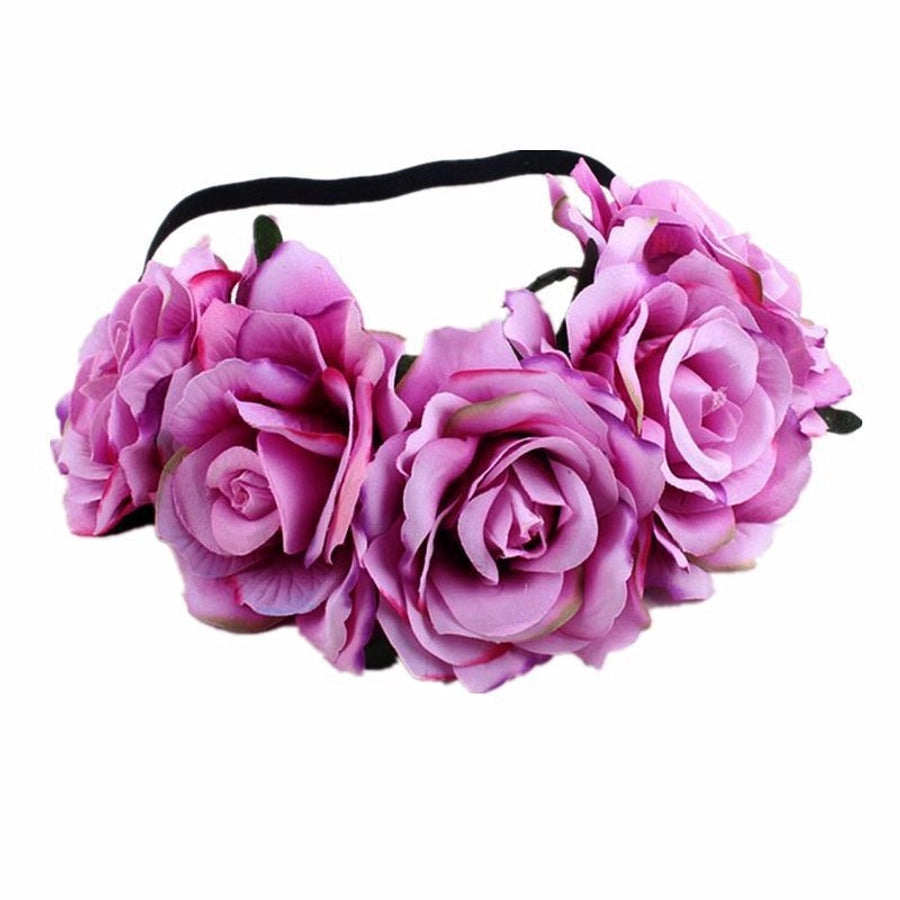 velvet rose wreath hair band silk cloth rose headband seaside holiday headdress children's photo hair accessories