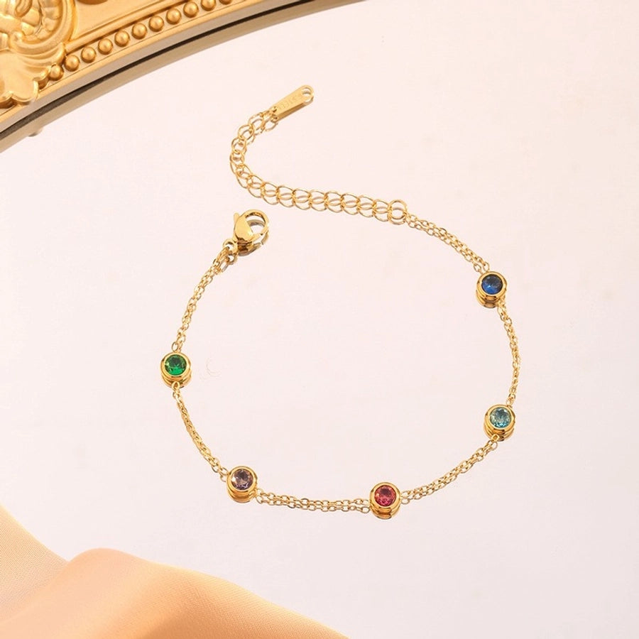 Hip-Hop Beach Streetwear Geometric 304 Stainless Steel 18K Gold Plated Artificial Rhinestones Bracelets In Bulk