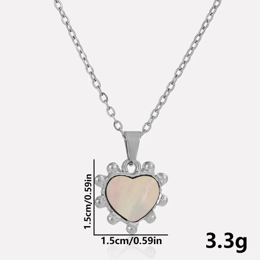Jewelry Vintage Style Classic Style Heart Shape 304 Stainless Steel Shell Abalone Shell 18K Gold Plated Pendant Necklace