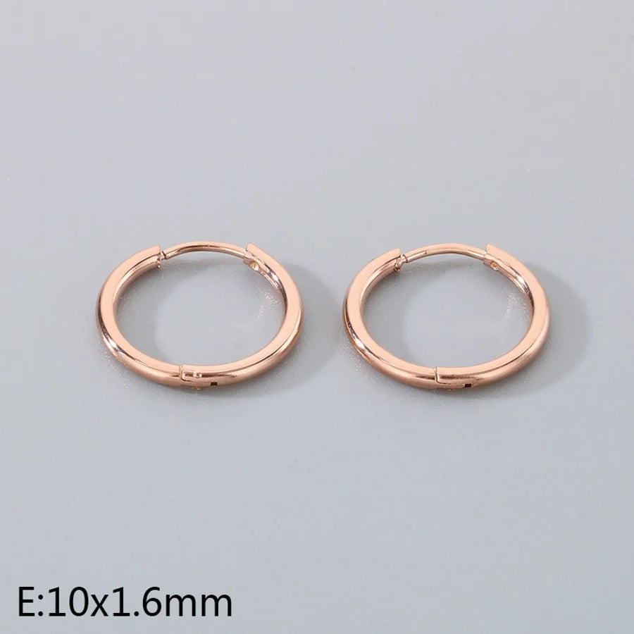 1 Pair Simple Style Round 304 Stainless Steel 18K Gold Plated Earrings