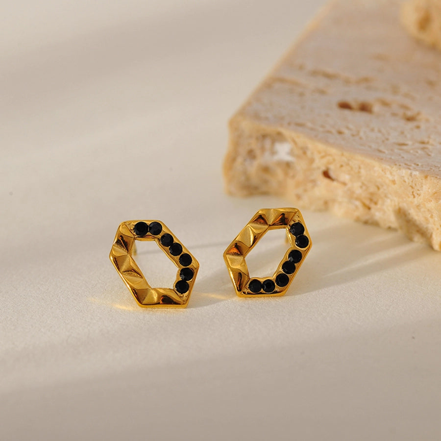 1 Pair Elegant Vintage Style Geometric 304 Stainless Steel Zircon Ear Studs