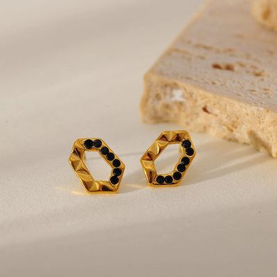 1 Pair Elegant Vintage Style Geometric 304 Stainless Steel Zircon Ear Studs