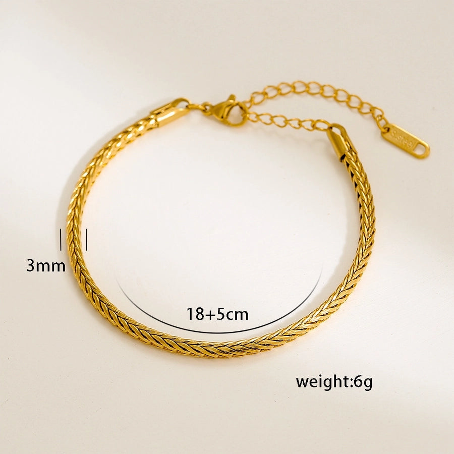 Retro Solid Color 304 Stainless Steel Bracelets In Bulk