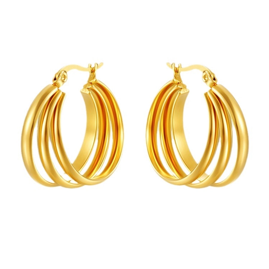 1 Pair Simple Style Solid Color 304 Stainless Steel 18K Gold Plated Earrings