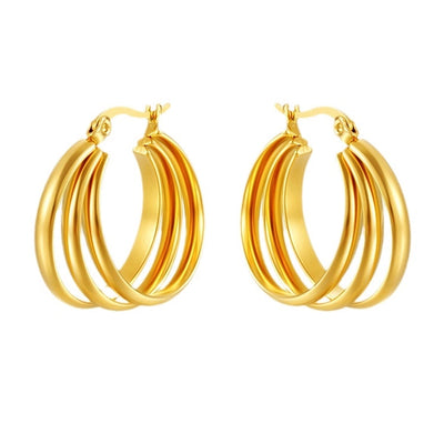 1 Pair Simple Style Solid Color 304 Stainless Steel 18K Gold Plated Earrings