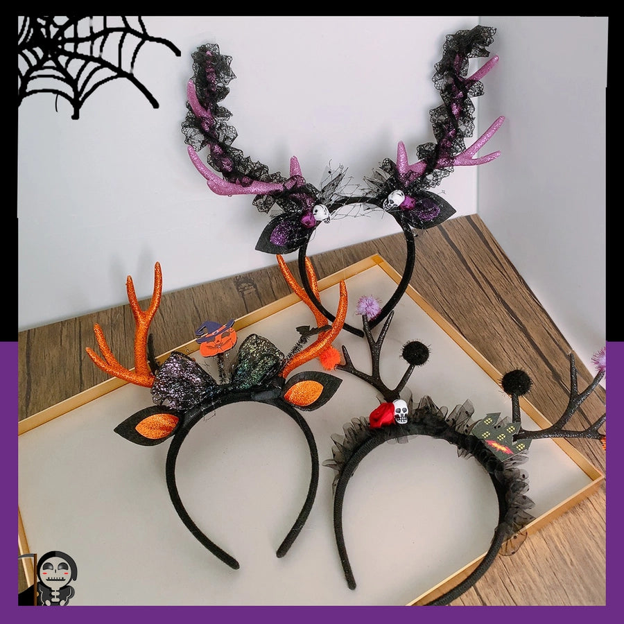 Halloween Cute Funny Women's Pumpkin Antlers Hair Band Party Headpieces