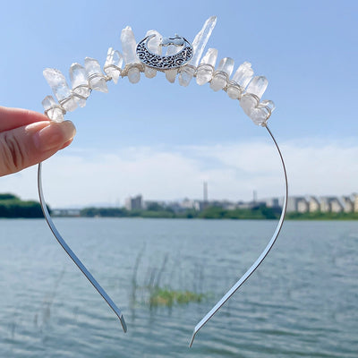 Women's Glam Vacation Classic Style Irregular Moon Alloy natural stone Knitting Hair Band