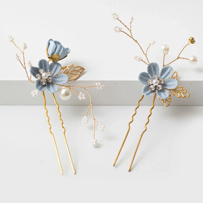 sweet flower alloy cloth hairpin