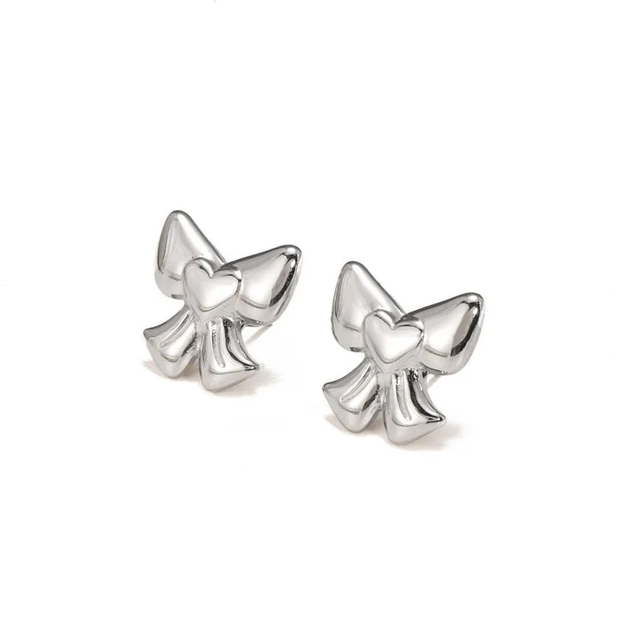 1 Pair Elegant Bow Knot 304 Stainless Steel 18K Gold Plated Drop Earrings