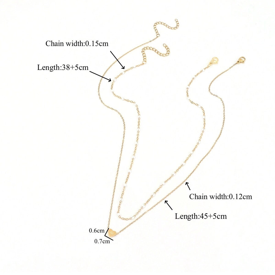 Jewelry Elegant Simple Style Classic Style Letter Heart Shape 201 Stainless Steel 304 Stainless Steel Pendant Necklace