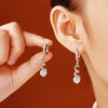 1 Pair Glam Shiny Water Droplets Inlay Copper Glass Rhodium Plated Drop Earrings