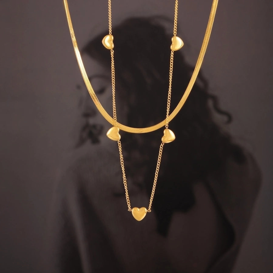 Jewelry Casual Beach Simple Style Heart Shape Titanium Steel Necklace
