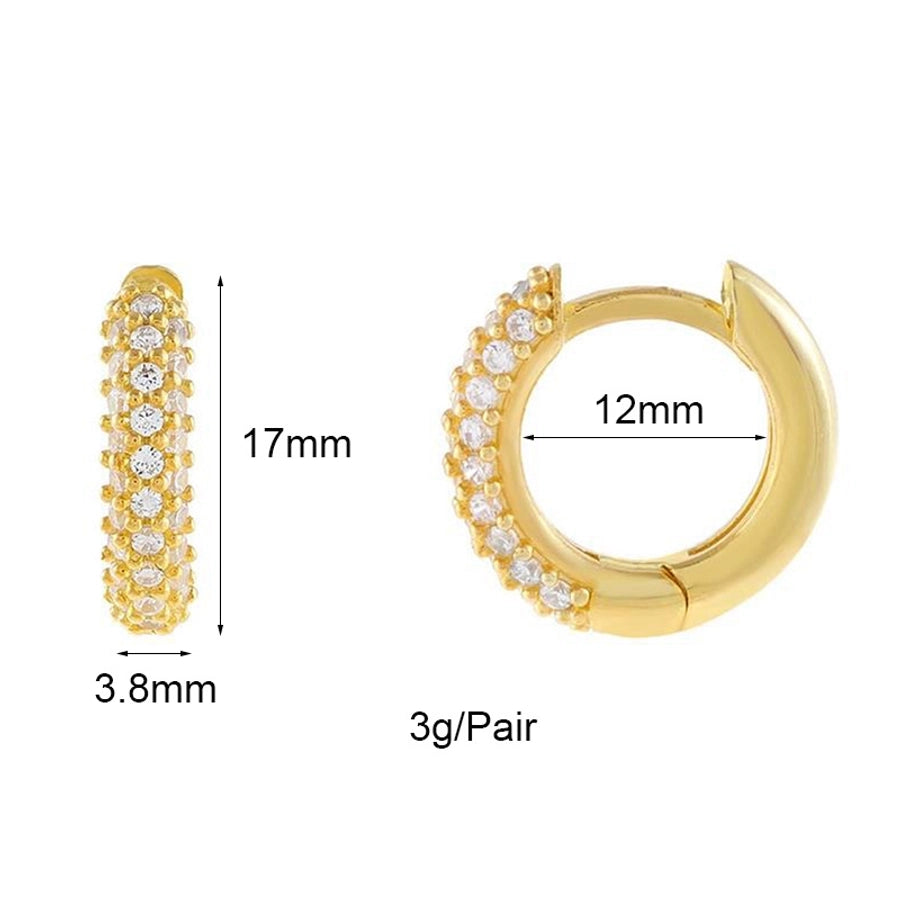 1 Pair IG Style Shiny Geometric Inlay Copper Zircon Gold Plated Earrings