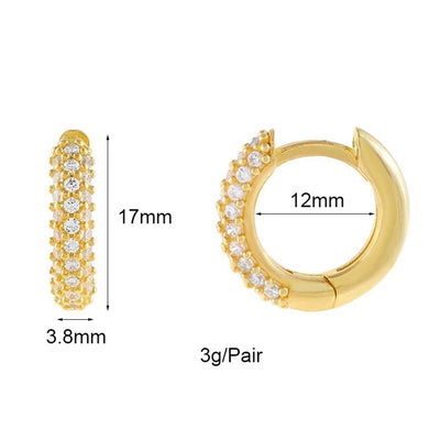 1 Pair IG Style Shiny Geometric Inlay Copper Zircon Gold Plated Earrings
