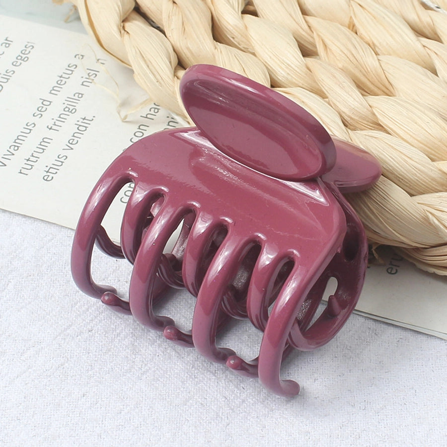 simple style solid color plastic resin hollow out hair claws 1 piece