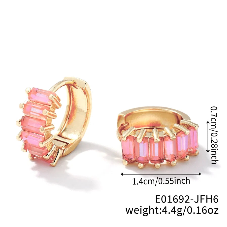 1 Pair Casual Glam Shiny Solid Color Inlay Copper Zircon K Gold Plated Rhodium Plated Ear clip