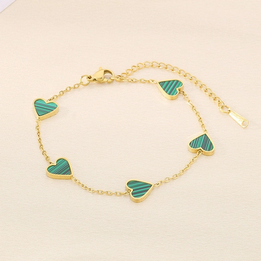 Simple Style Heart Shape 304 Stainless Steel 18K Gold Plated Bracelets In Bulk